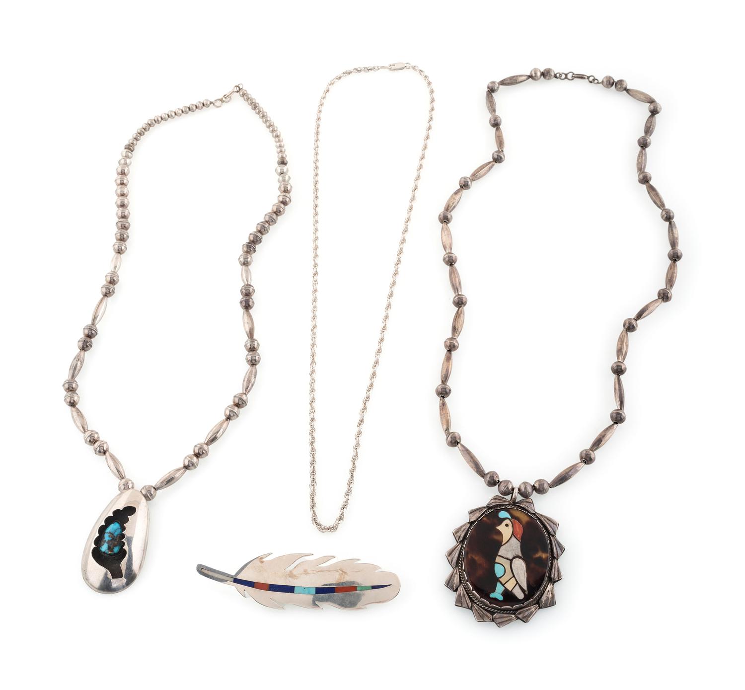 Navajo, Zuni, and Hopi Silver Necklaces