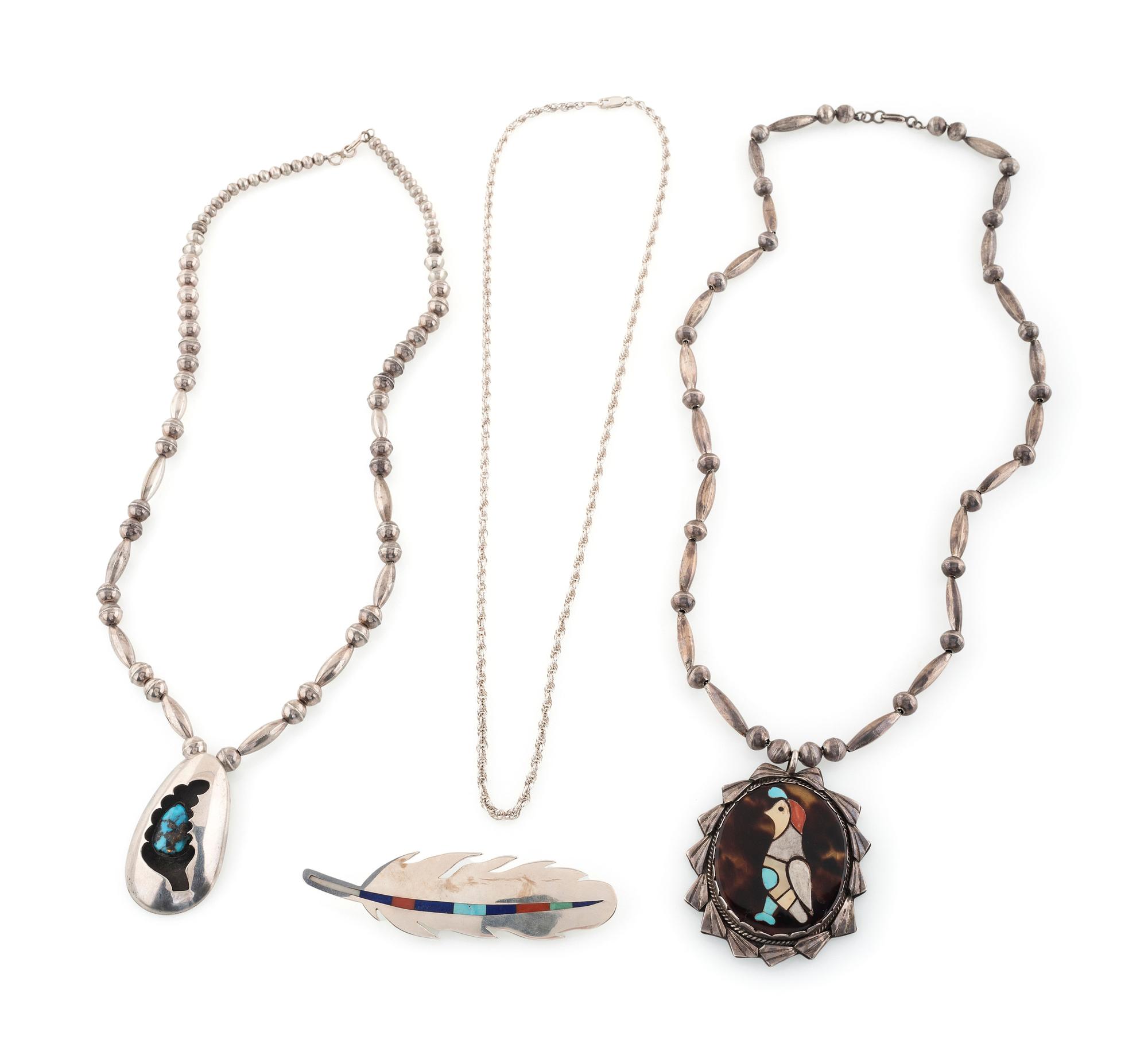 Navajo, Zuni, and Hopi Silver Necklaces