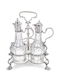 A George II Silver and Cut Glass Cruet Set