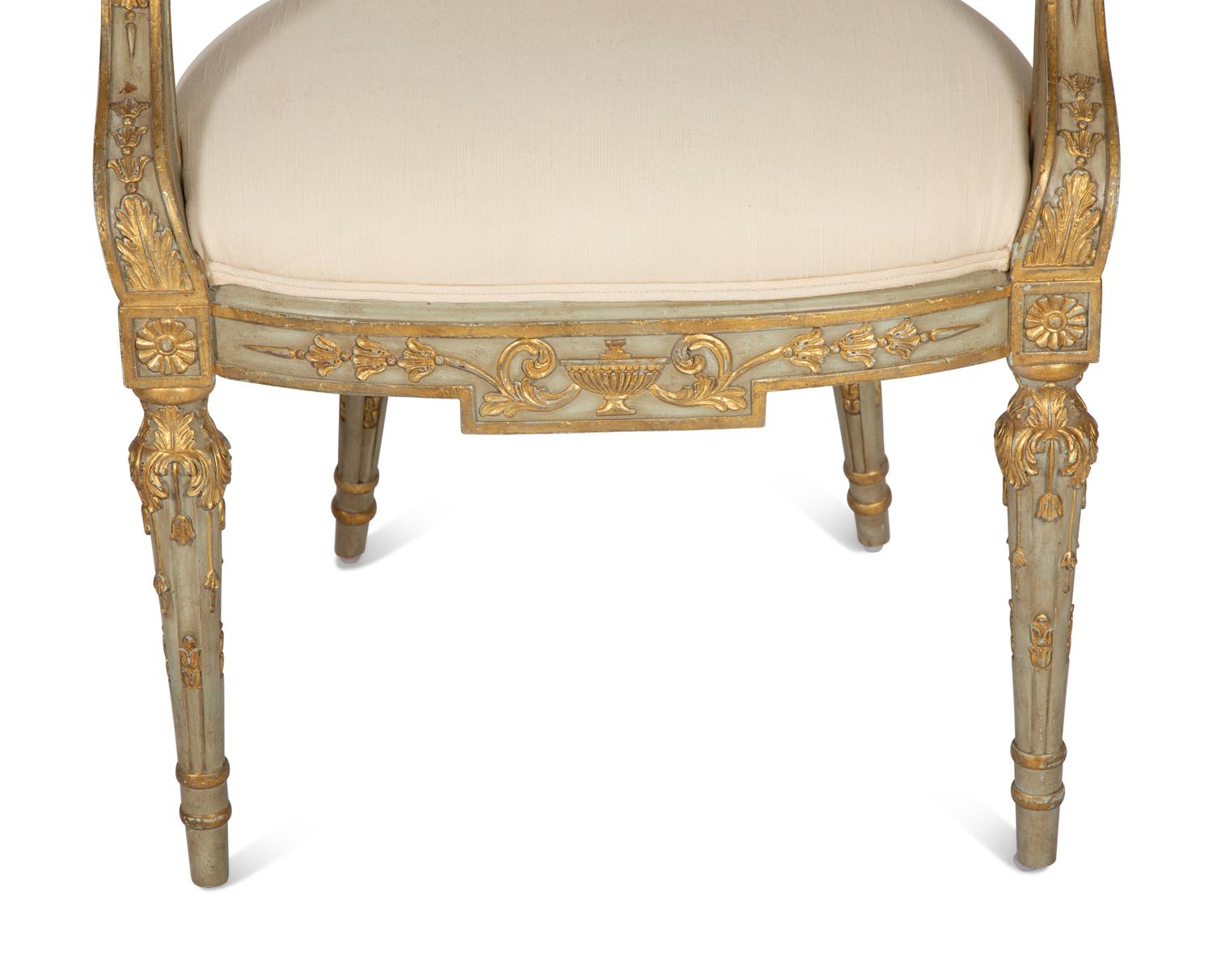 Two Italian Neoclassical Style Painted and Parcel Gilt Chairs