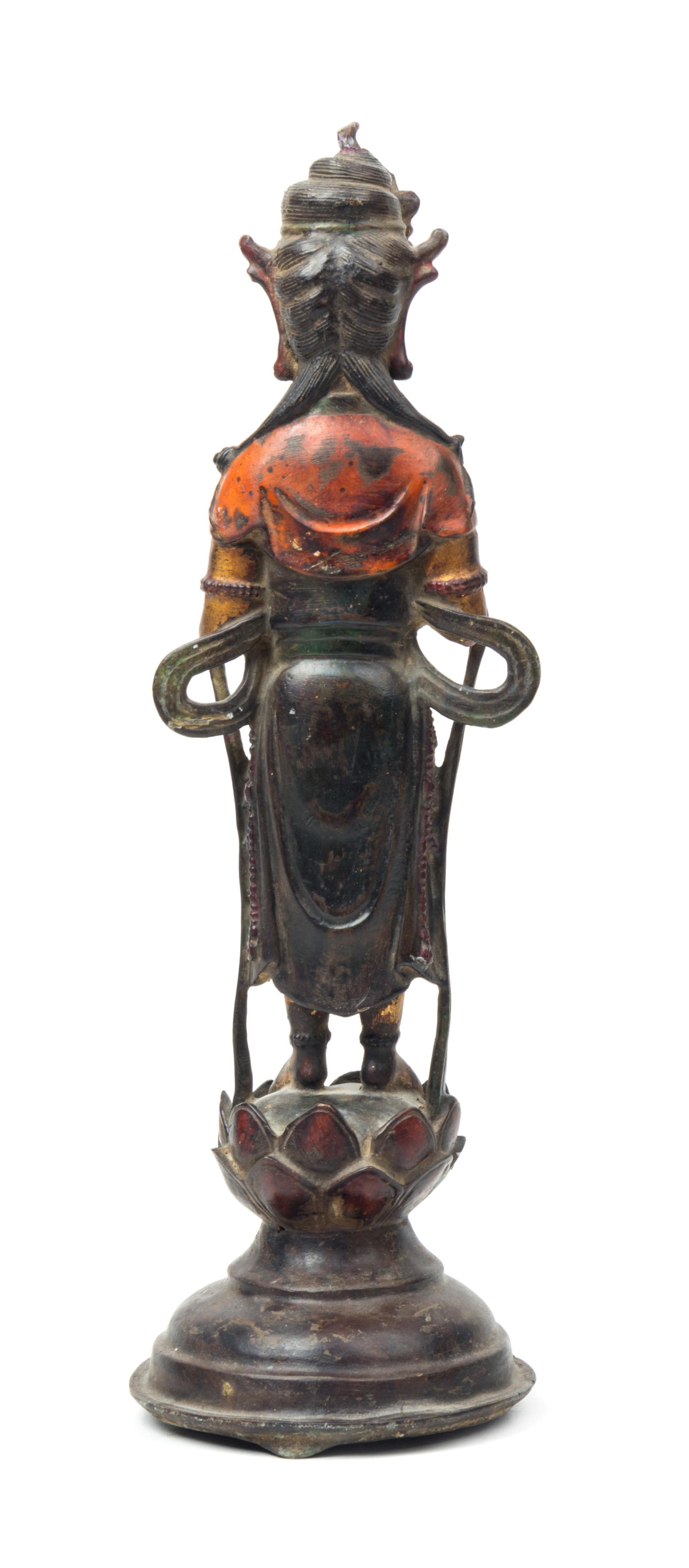 A Parcel-Gilt and Lacquered Bronze Figure of Bodhisattva Avalokitesvara