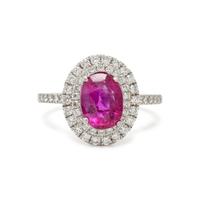 UNHEATED BURMESE RUBY, DIAMOND, AND PLATINUM RING