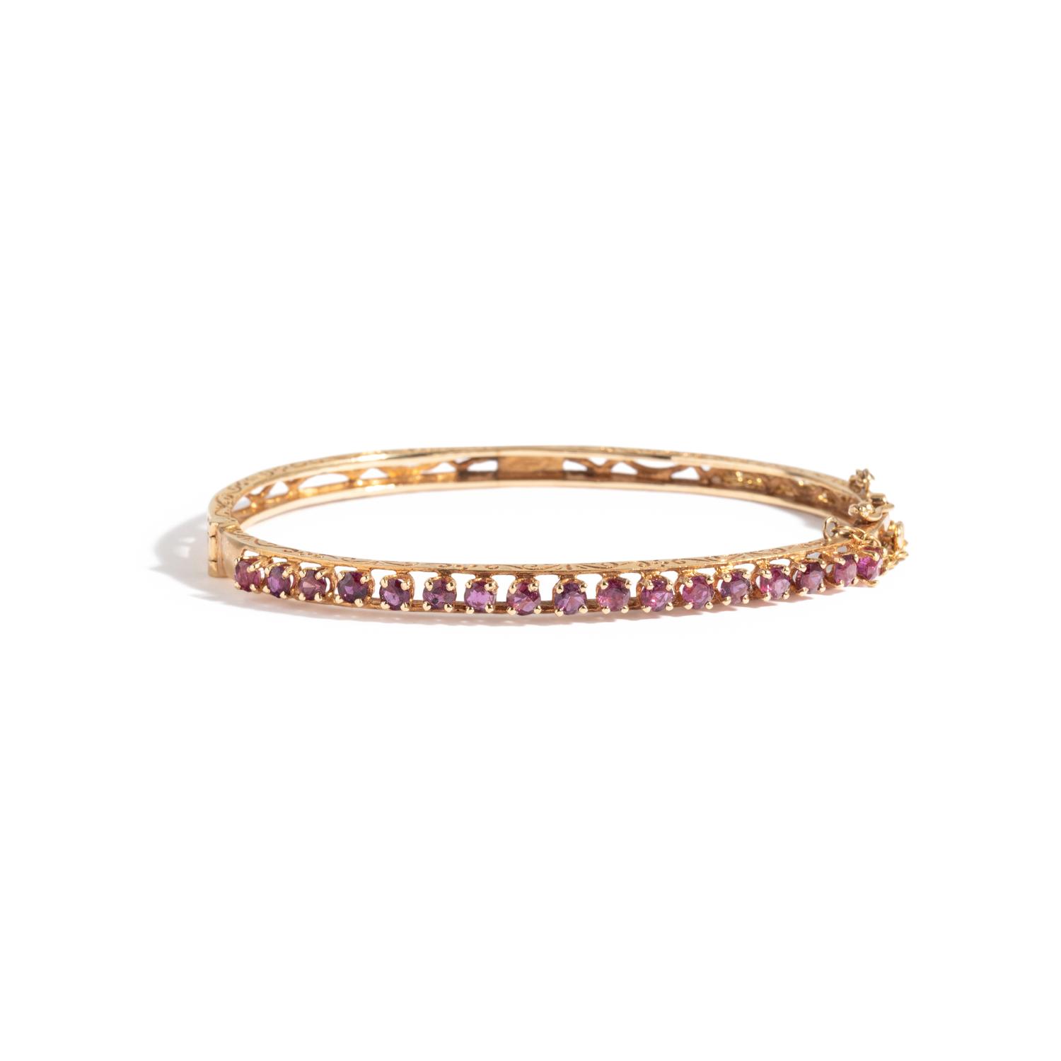 PINK SAPPHIRE HINGED BANGLE BRACELET