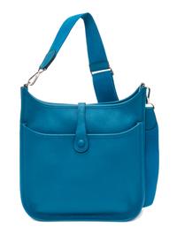 An Hermes Bleu Izmir Taurillon Clemence Evelyne III PM Handbag, 11.25" x 12" x 2.5".