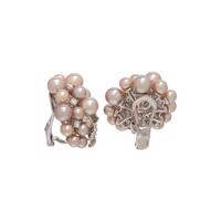 K.S. SZE & SONS, CULTURED PEARL AND DIAMOND EARRINGS