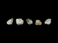Five Chinese Celadon Jade Carvings