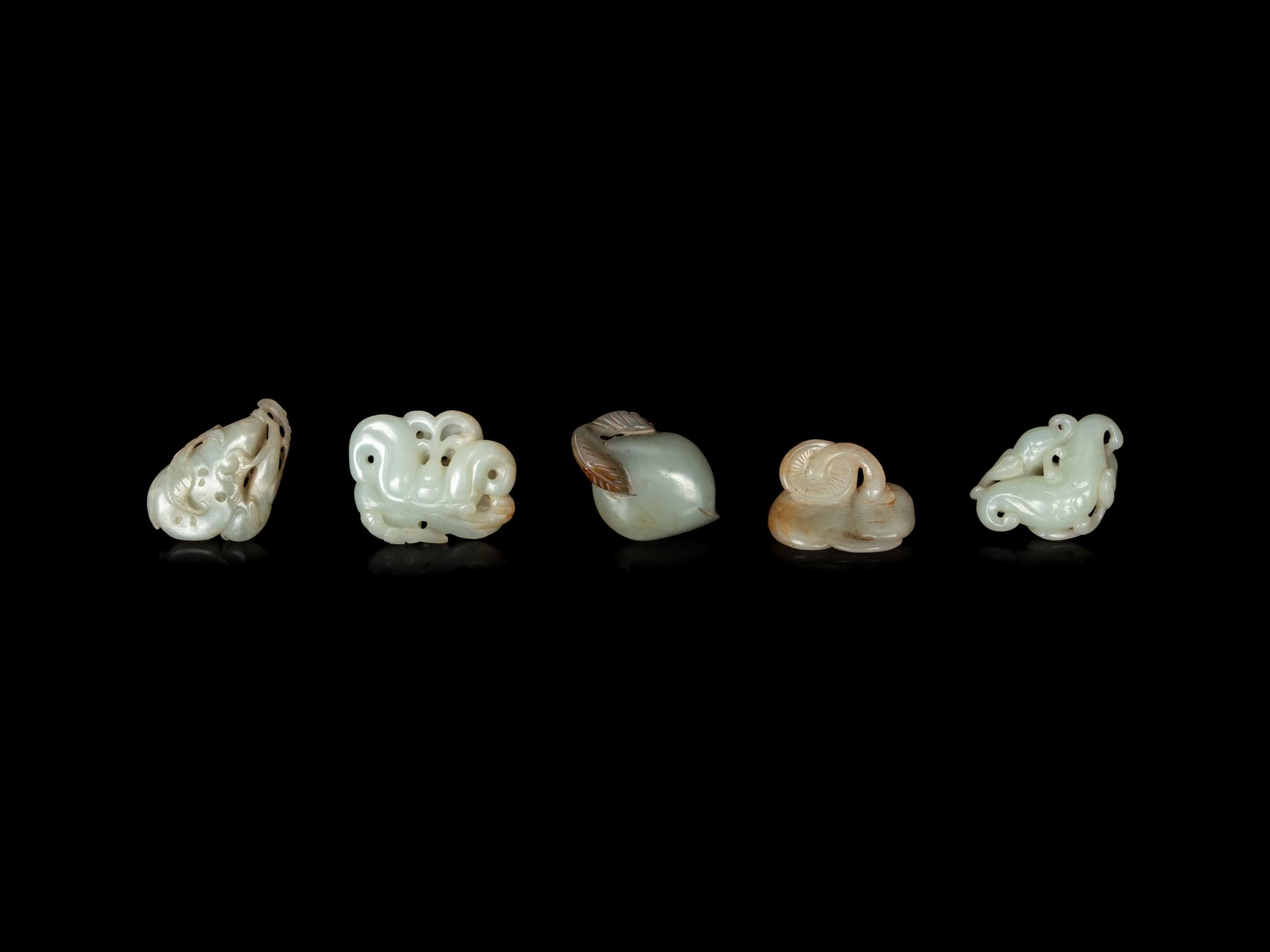 Five Chinese Celadon Jade Carvings