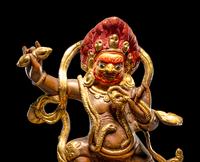 Three Tibetan Gilt Bronze Figures of Guardians