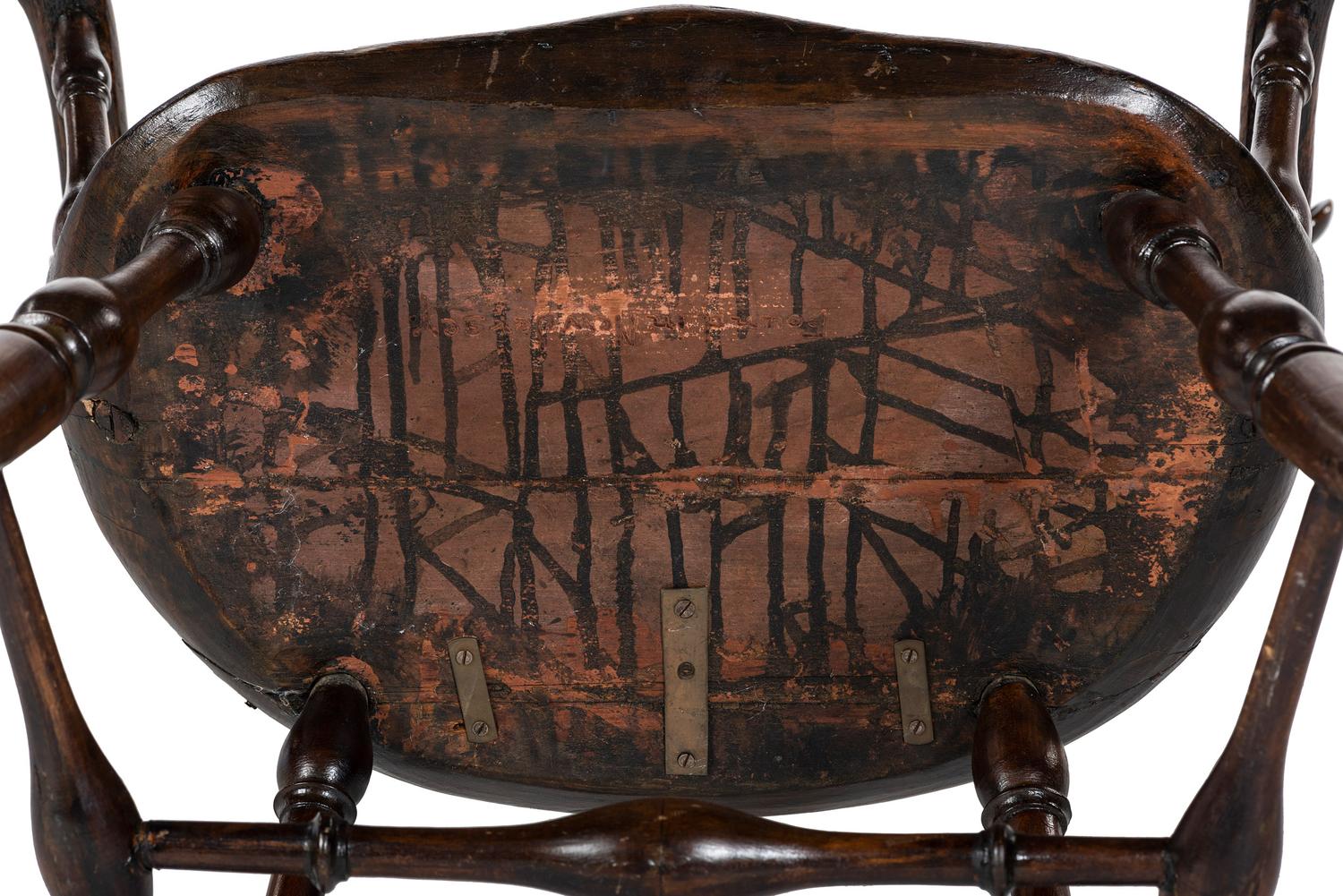 A Volute Carved Comb-Back Knuckle-Arm Windsor Armchair