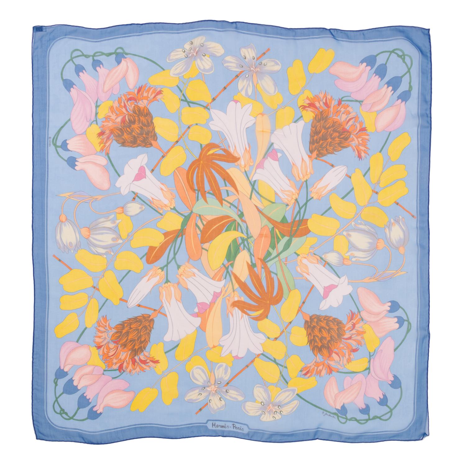Four Hermès 90cm Silk Chiffon Scarves