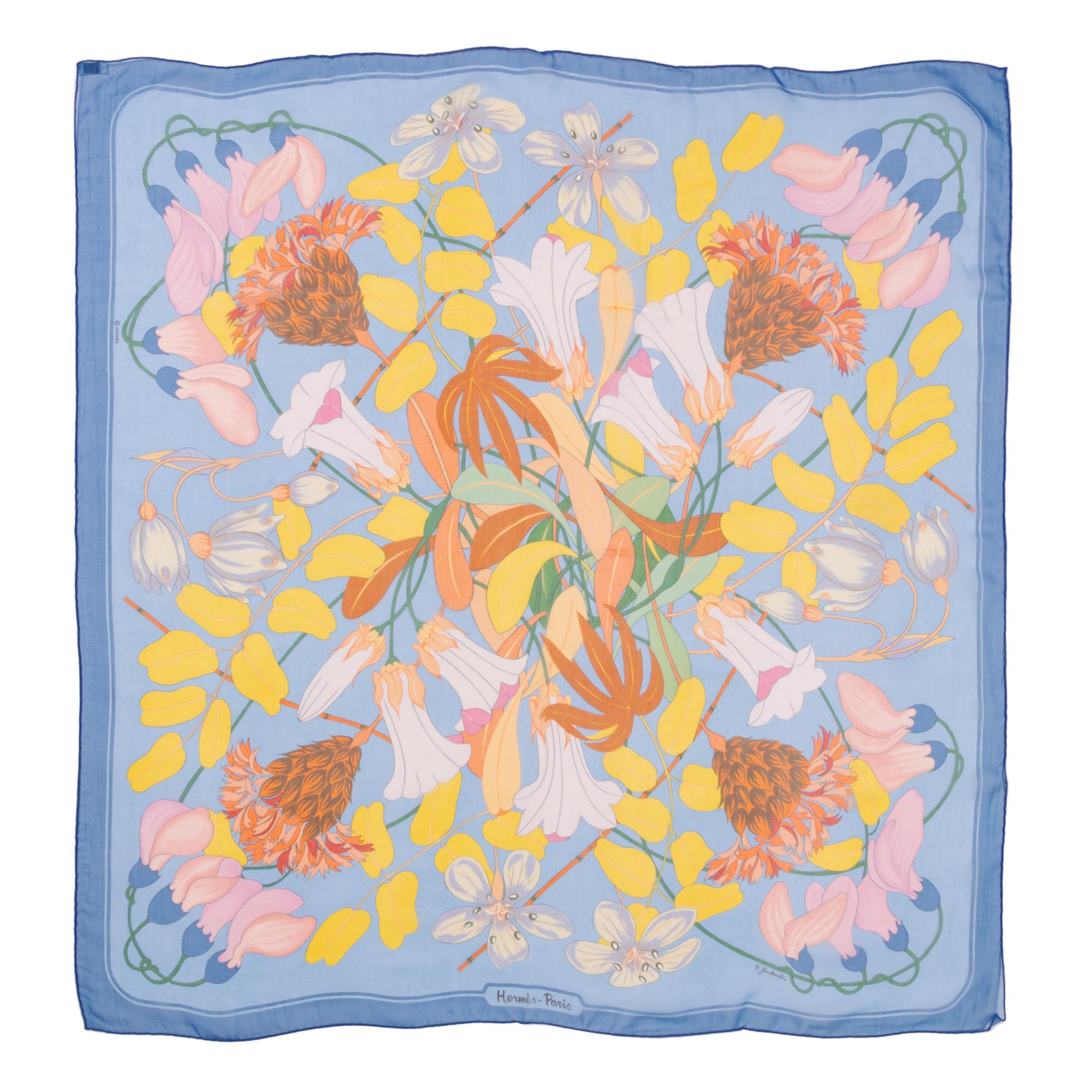 Four Hermès 90cm Silk Chiffon Scarves