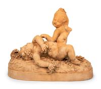 A Continental Terra Cotta Figural Group in the Style of Clodion — 20TH CENTURY