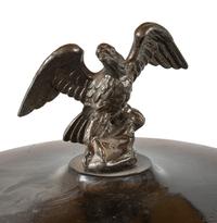 A Fairy Phonograph Patinated Metal Lamp with a Slag Glass Shade