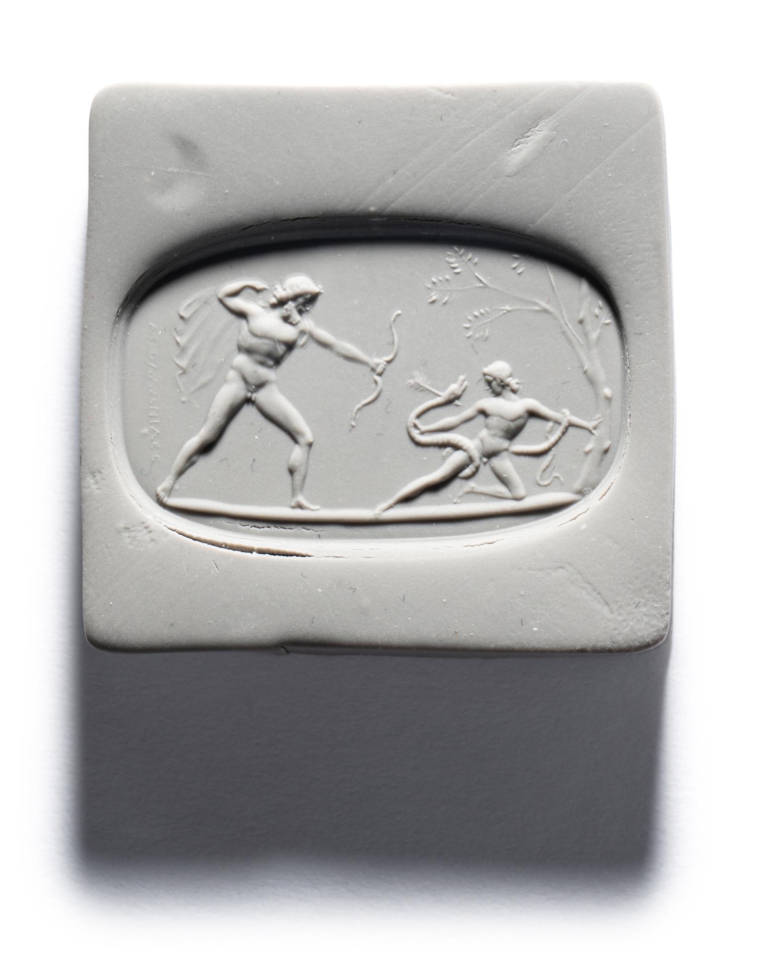 A Neoclassical Carnelian Intaglio with Erichthonius Saving His Son from a Snake