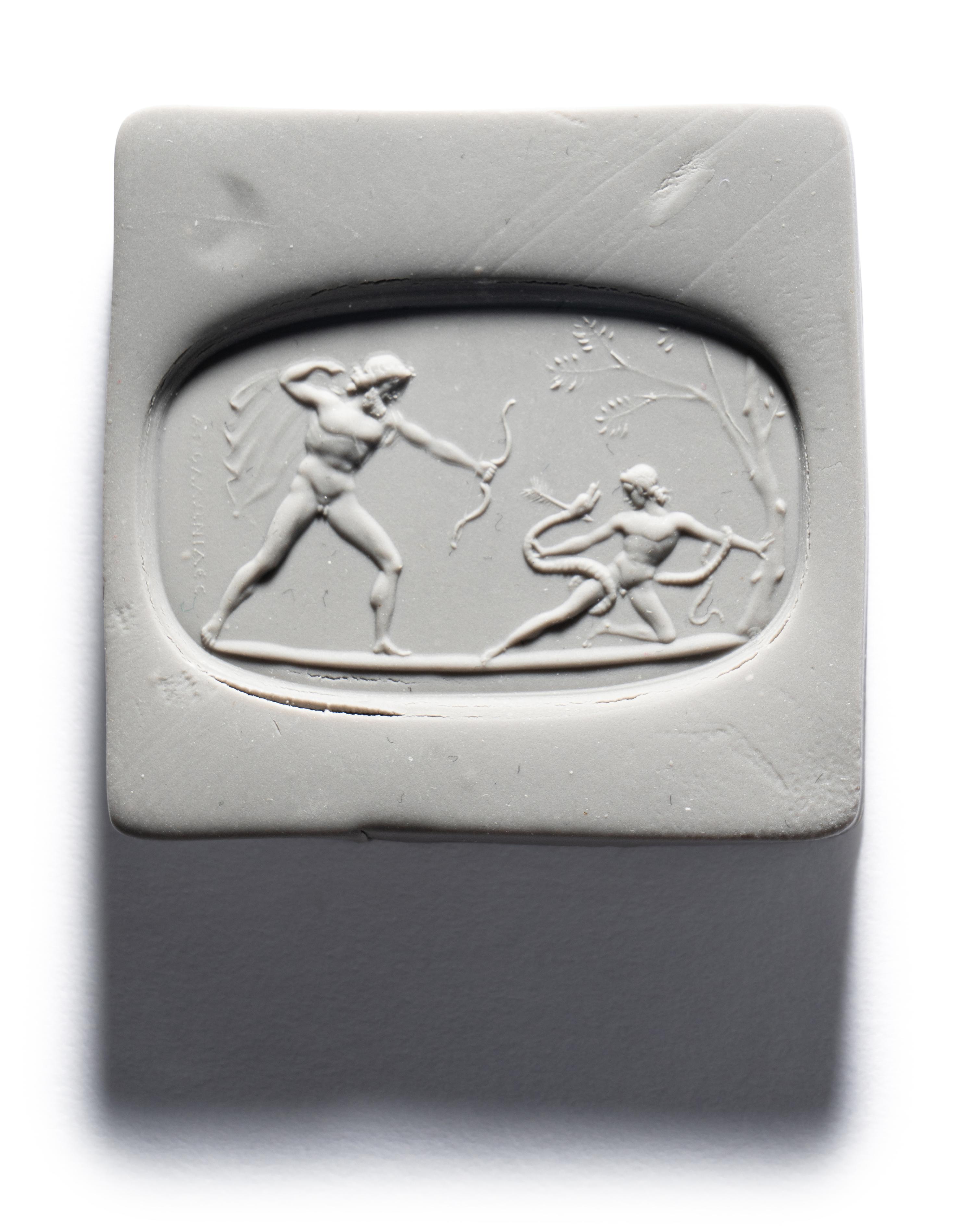 A Neoclassical Carnelian Intaglio with Erichthonius Saving His Son from a Snake