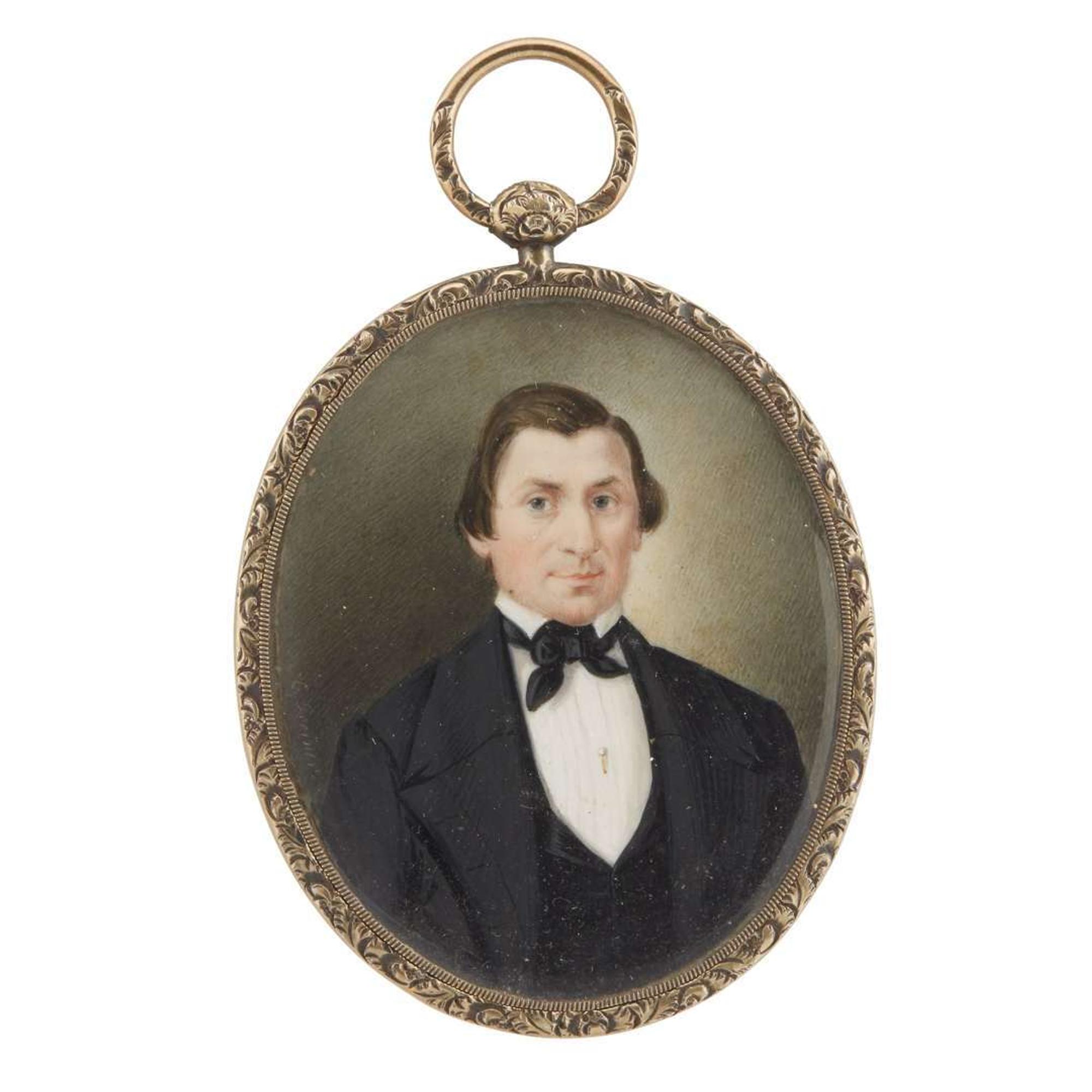 Christopher Greiner (d. 1864) Portrait miniature of a gentleman, circa 1845