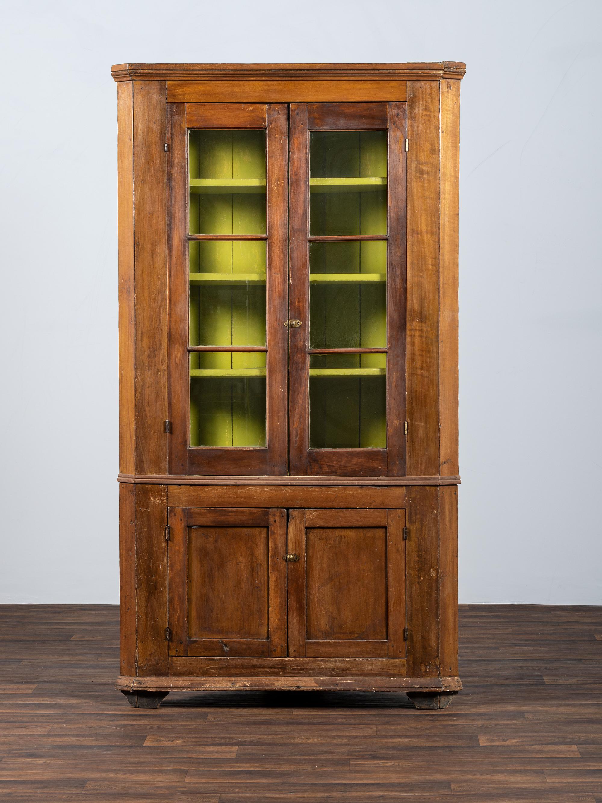 AWAITING DONATION - A Federal Cherrywood Corner Cupboard