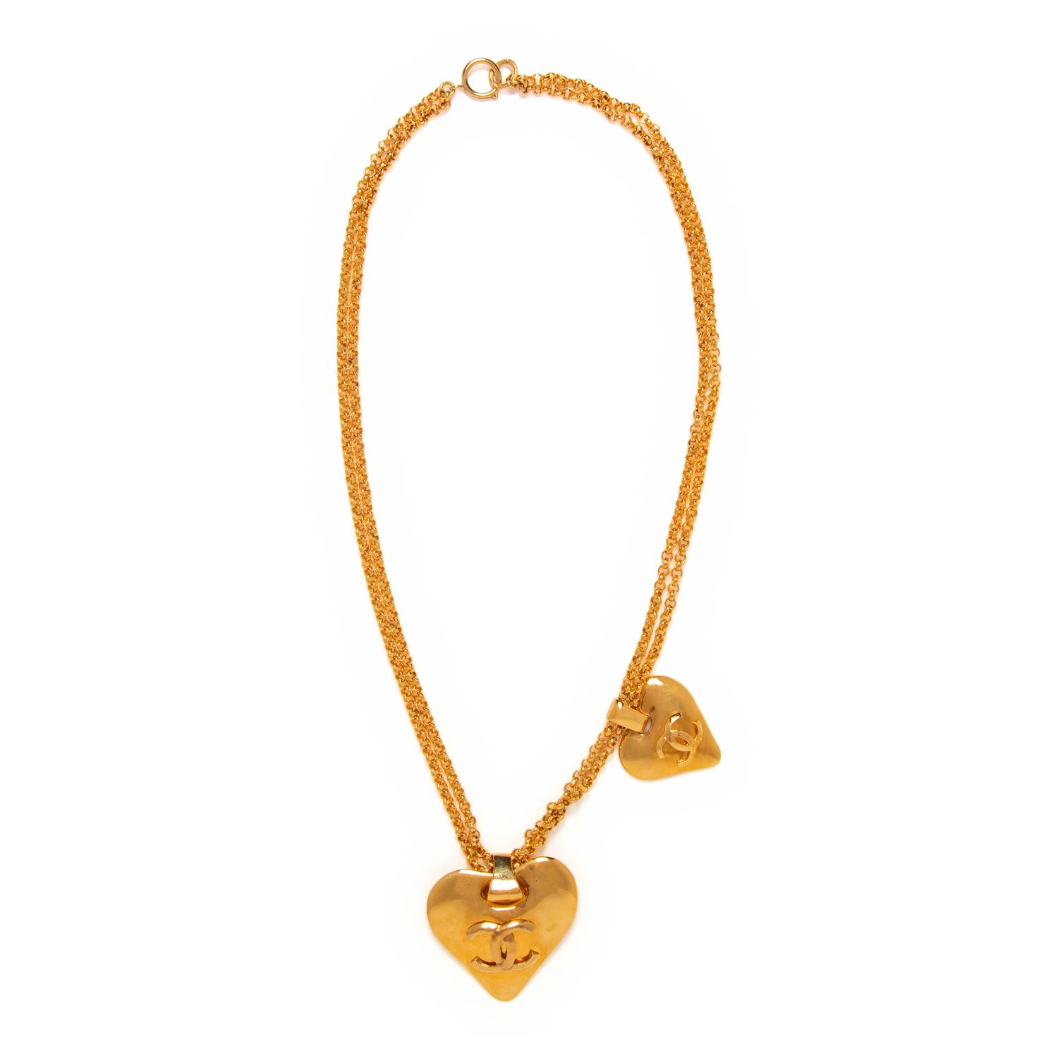 Chanel, Double Heart Pendant Necklace