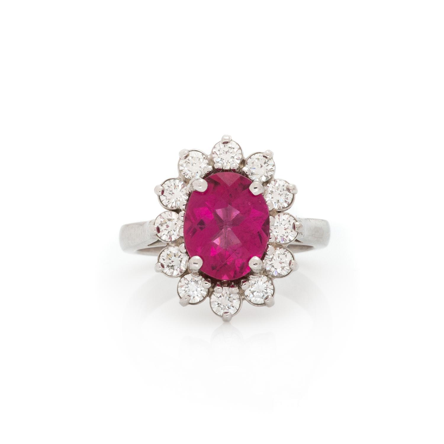 RUBELLITE AND DIAMOND RING