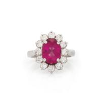 RUBELLITE AND DIAMOND RING