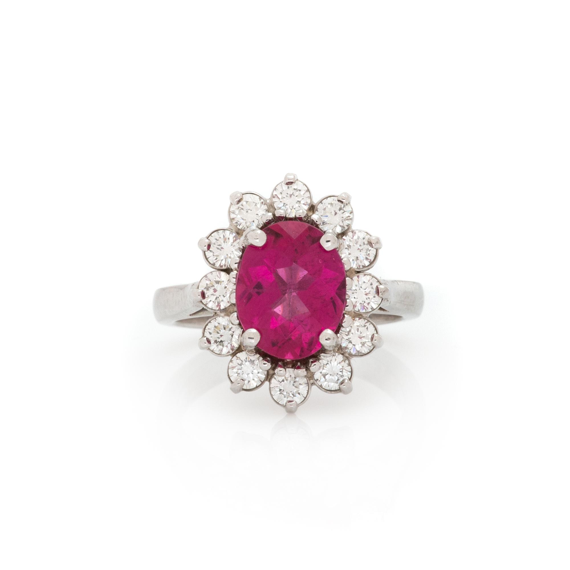 RUBELLITE AND DIAMOND RING