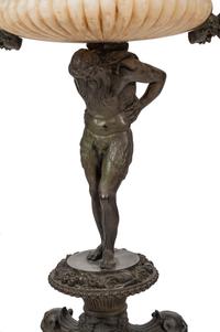 A Neoclassical Bronze and Carved Alabaster Jardinière on Stand
