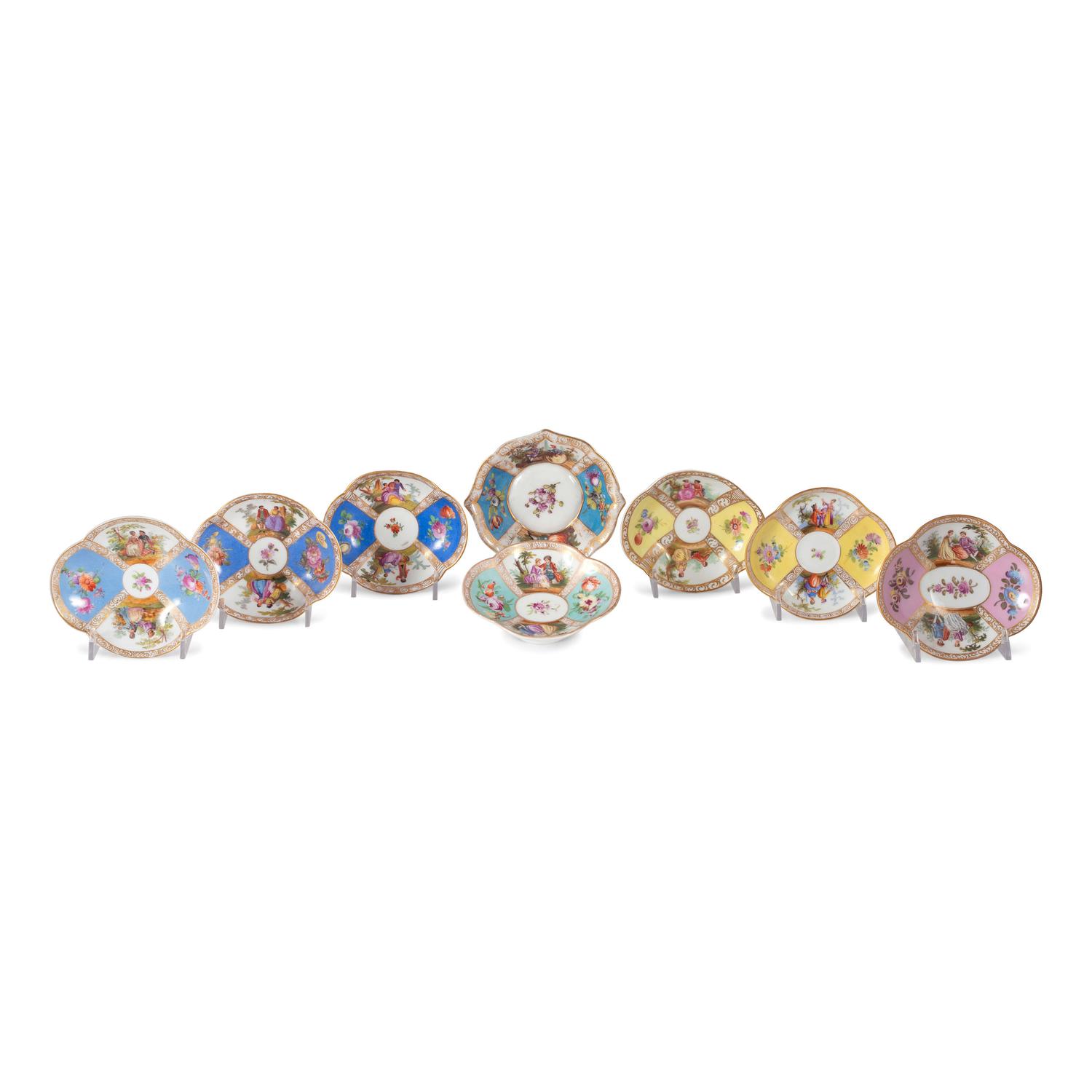 Continental Porcelain Luncheon Plates and Tea Service Including Meissen