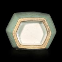 A Chinese celadon-glazed hexagonal baluster vase 青釉双耳六方瓶