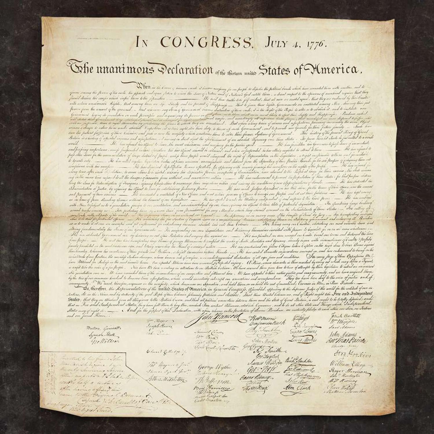 [Stone, William J.] In Congress, July 4, 1776. The unanimous Declaration of the thirteen united States of America