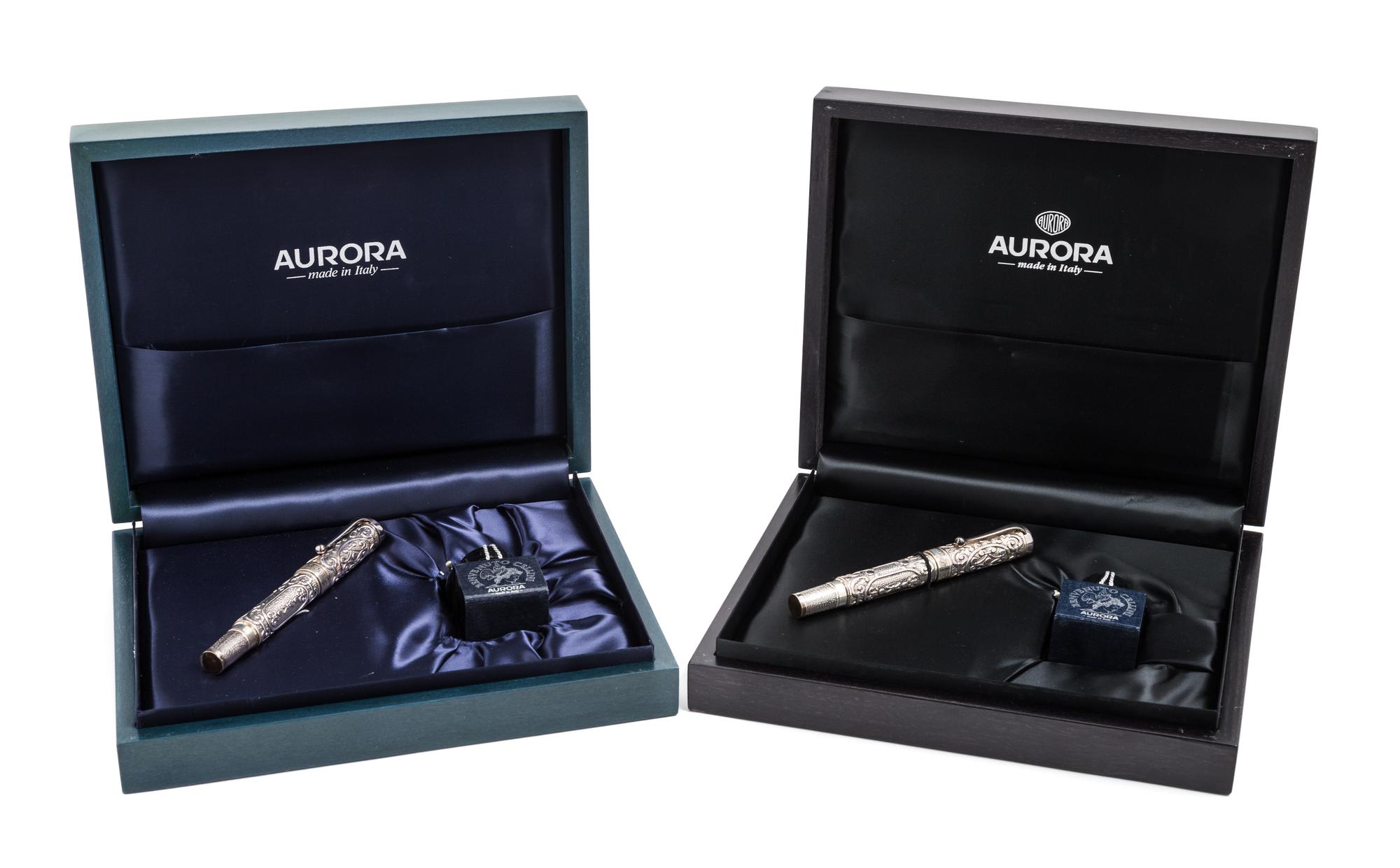 A Pair of Aurora Benvenuto Cellini Limited Edition Fountain Pen and Ink Sets