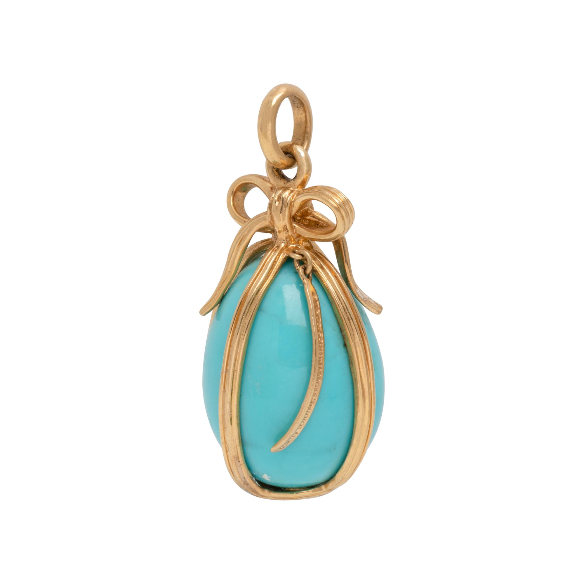 TIFFANY & CO., SCHLUMBERGER, YELLOW GOLD AND TURQUOISE EGG PENDANT