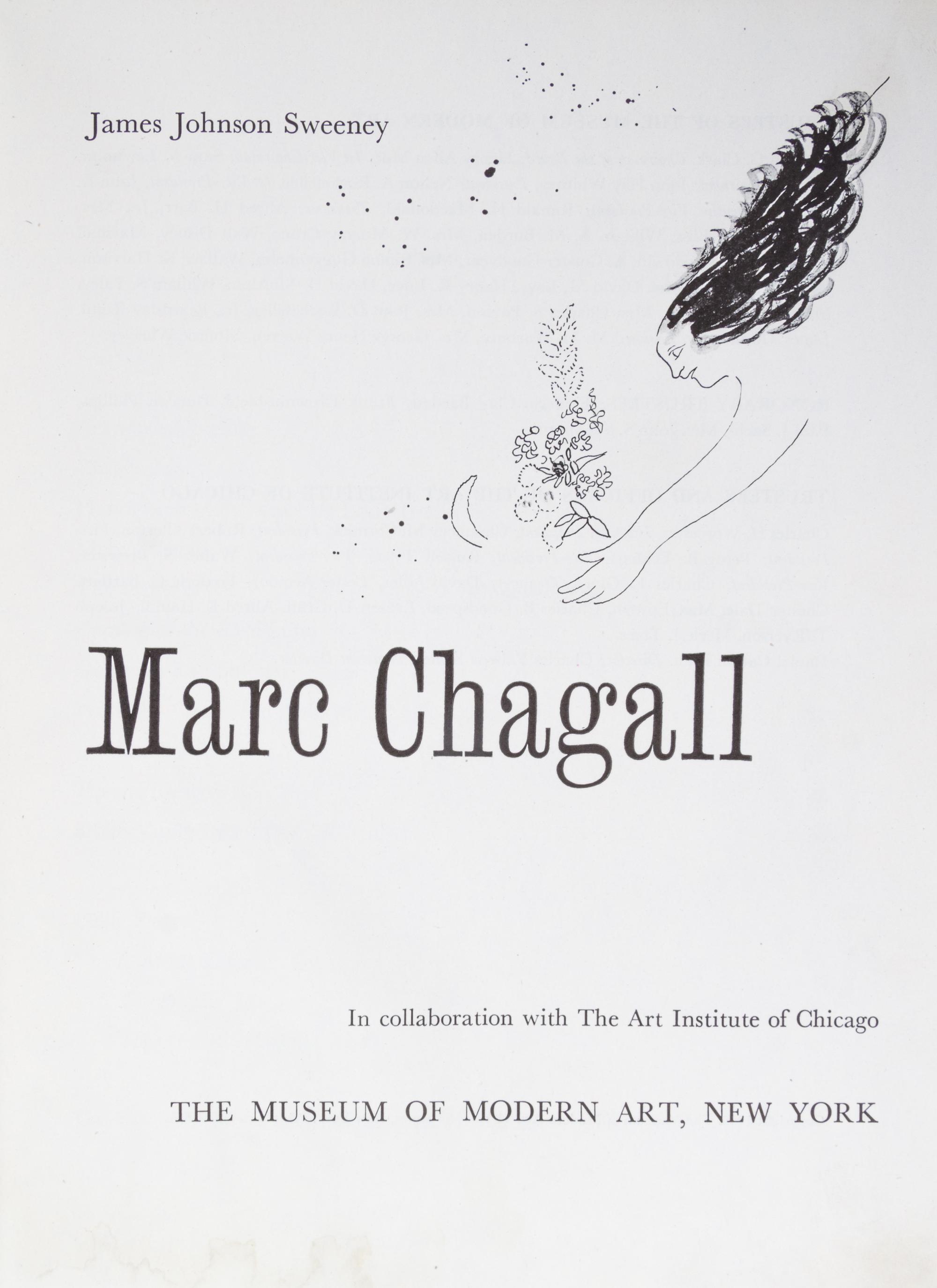 (CHAGALL, MARC) SWEENEY, JAMES JOHNSON. Marc Chagall. New York, (1946). Signed by Chagall.