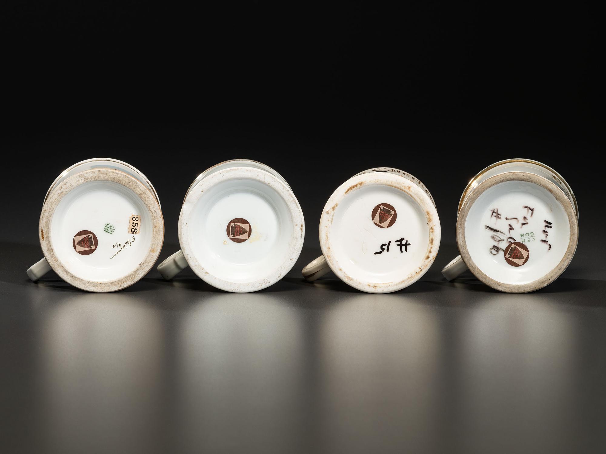 Four Railroading Porcelain Occupational Shaving Mugs