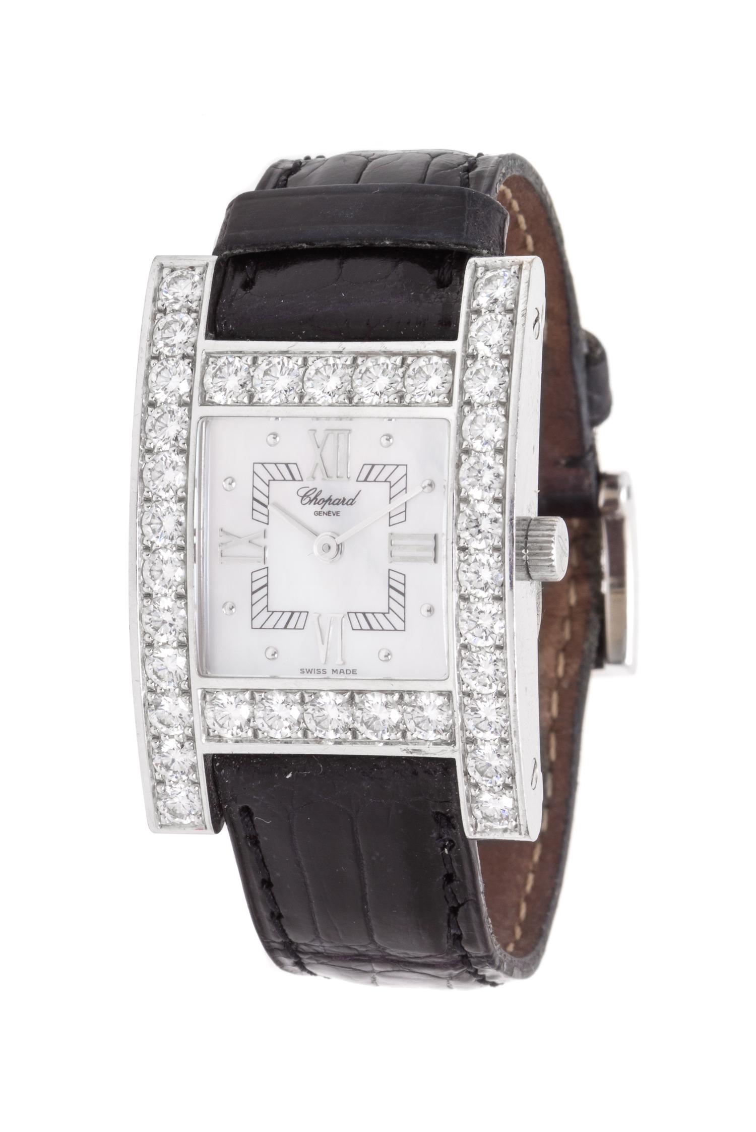 An 18 Karat White Gold, Diamond and Mother-of-Pearl La Strada Wristwatch, Chopard,