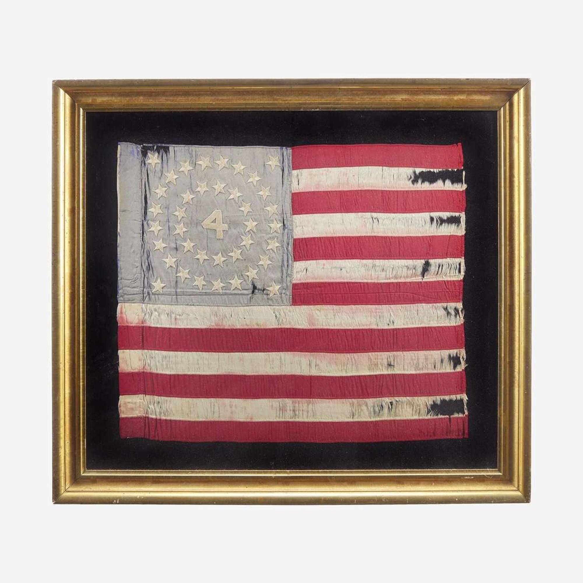 A 38-Star 4th U.S. Infantry Regiment Indian War era Flank Guidon 1876-1889