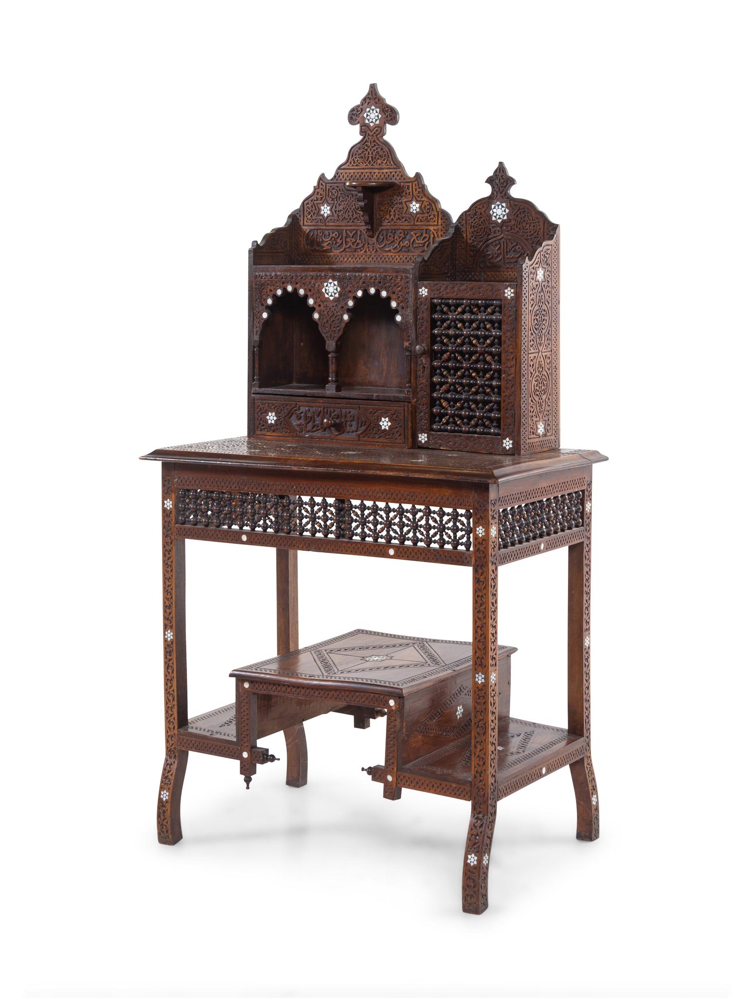 An Egyptian Carved and Inlaid Desk