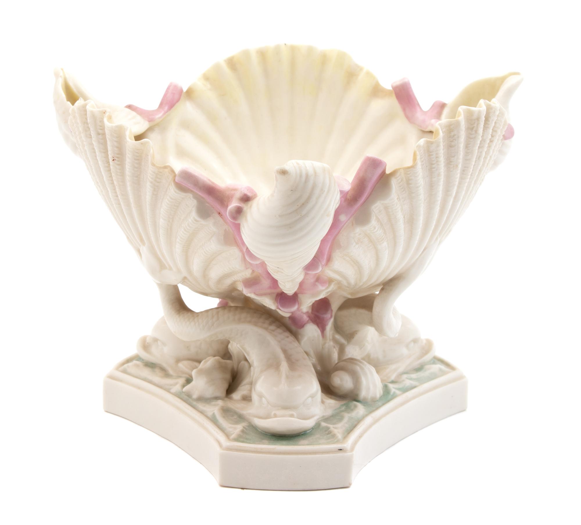 A Beleek Porcelain Shell-form Center Bowl — 19TH CENTURY