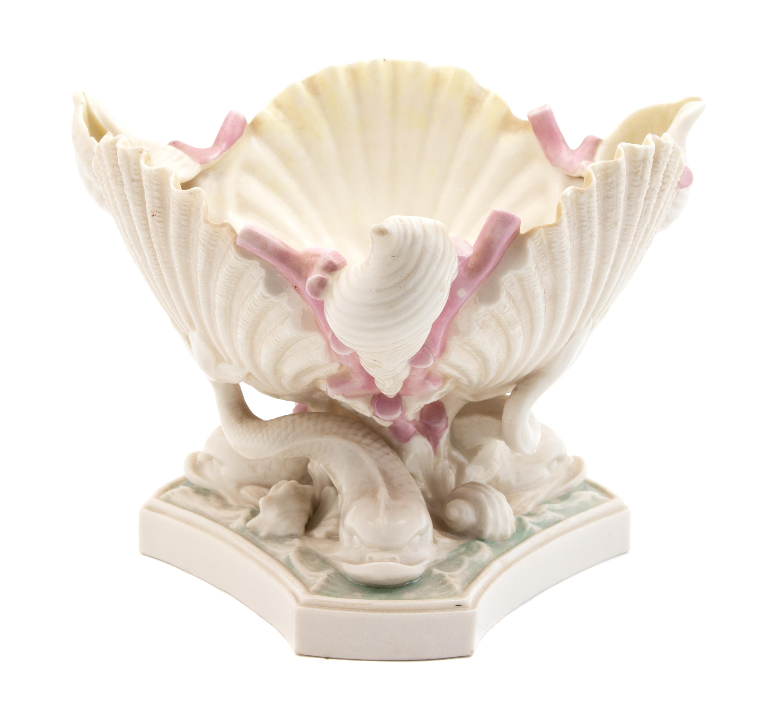A Beleek Porcelain Shell-form Center Bowl — 19TH CENTURY