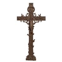A Wrought Iron Crucifix 23" W x 3" D x 48 "H — France, 19th Century