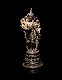 A Tibetan Parcel-Gilt Bronze Figure of Avalokiteshvara