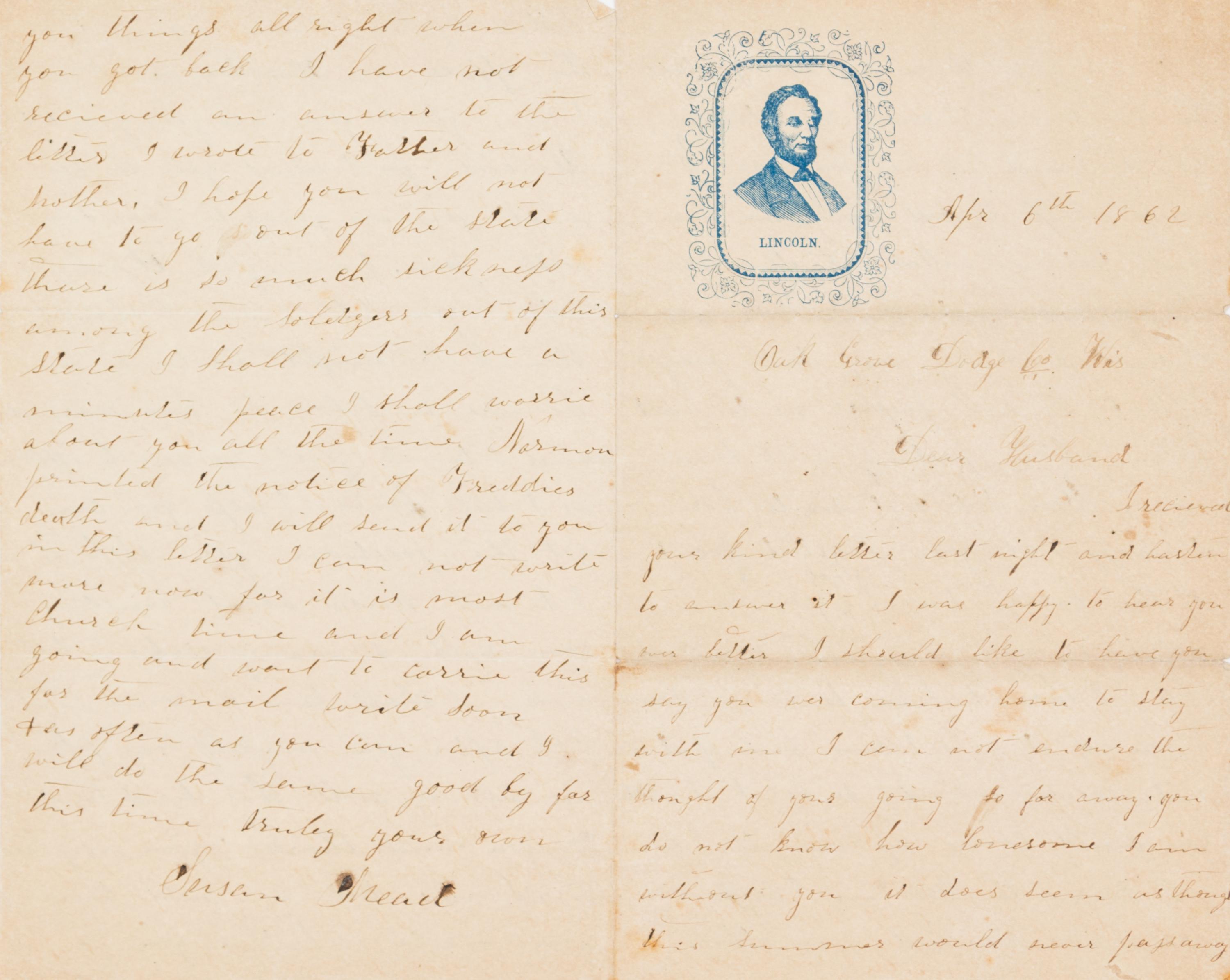 (CIVIL WAR ARCHIVE) A collection of 60 letters and documents, some related to the Civil War and the Gold Rush, c. 1824 through 1870.