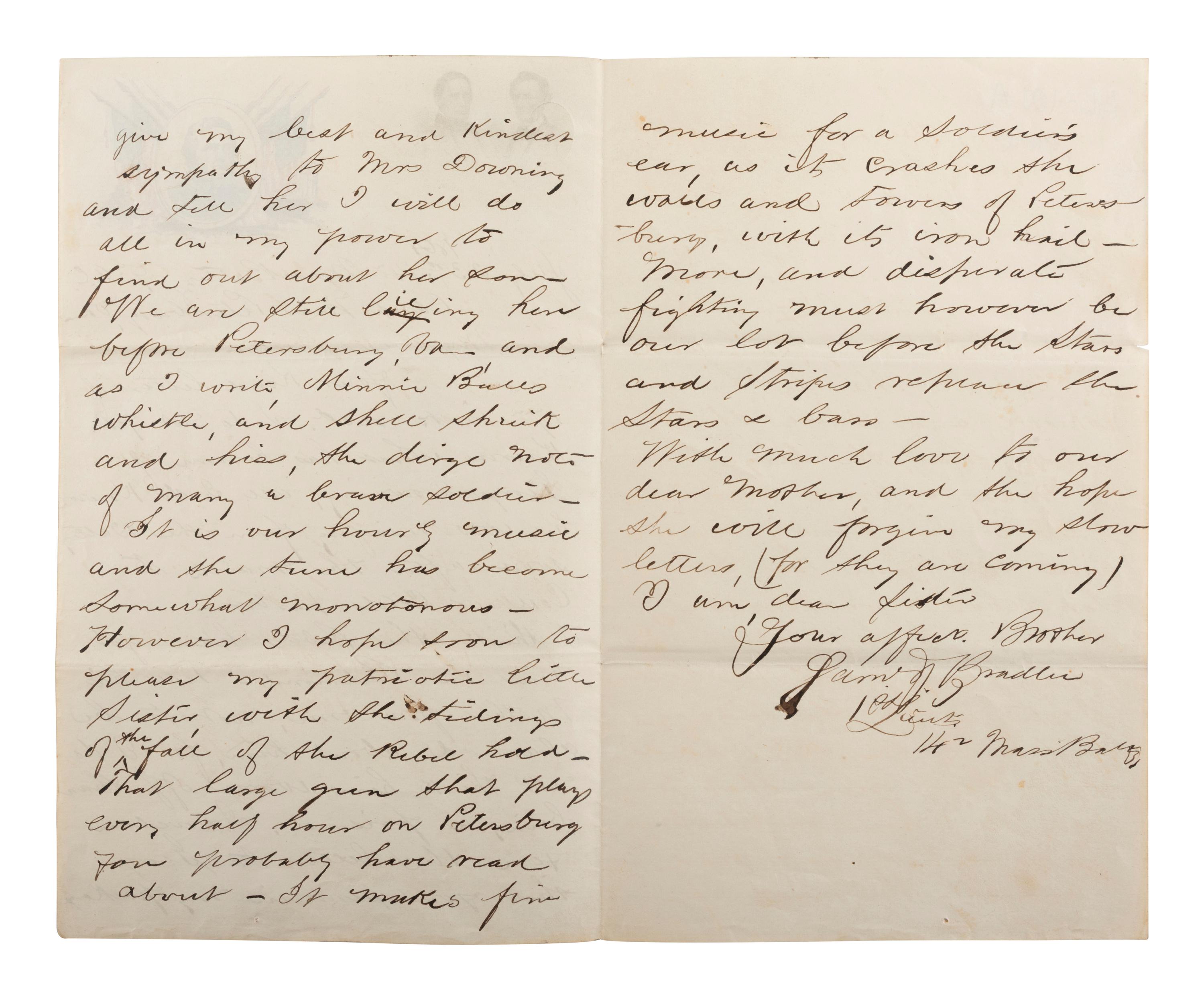 [LINCOLNIANA - CIVIL WAR]. Lincoln-Hamlin-Scott lettersheet with soldier's letter. 23 July 1864.