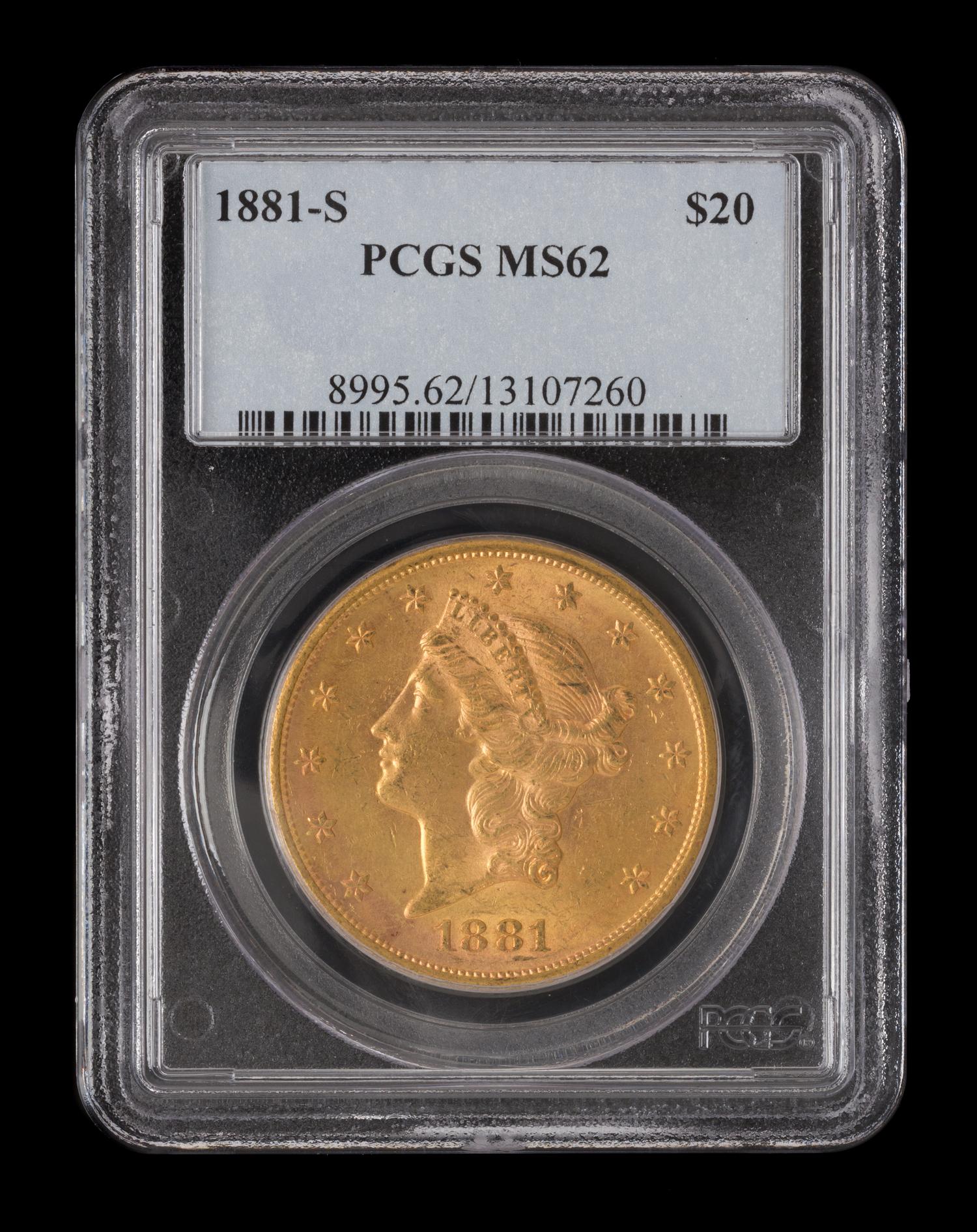 A United States 1881-S Liberty Head $20 Gold Coin