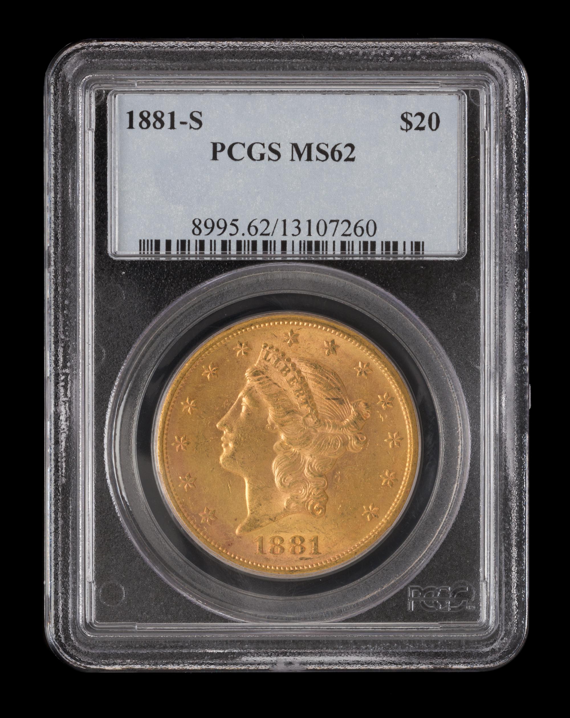 A United States 1881-S Liberty Head $20 Gold Coin