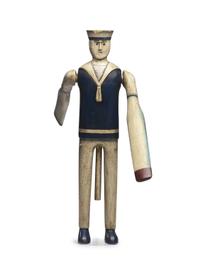 A Carved and Painted Wood Sailor Whirligig