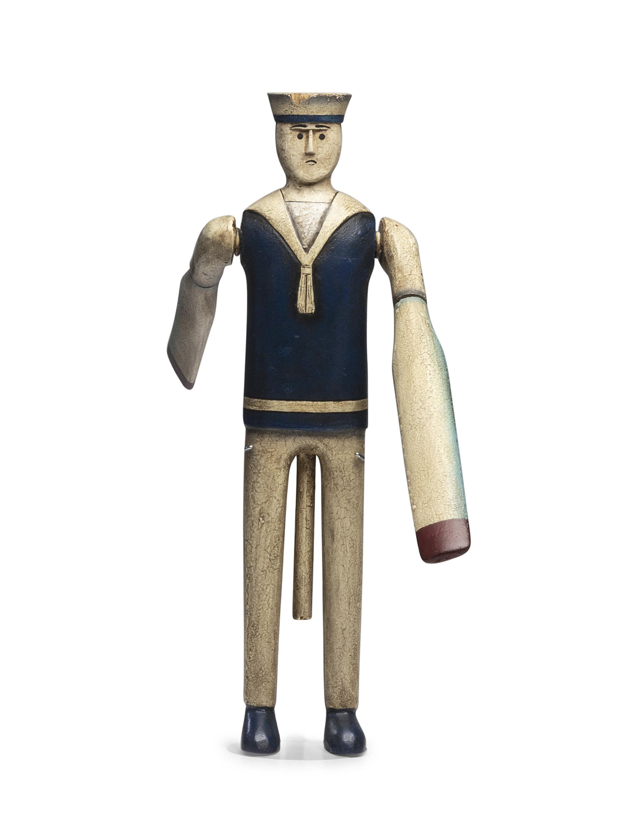A Carved and Painted Wood Sailor Whirligig