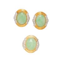 YELLOW GOLD, JADE, AND DIAMOND DEMI PARURE