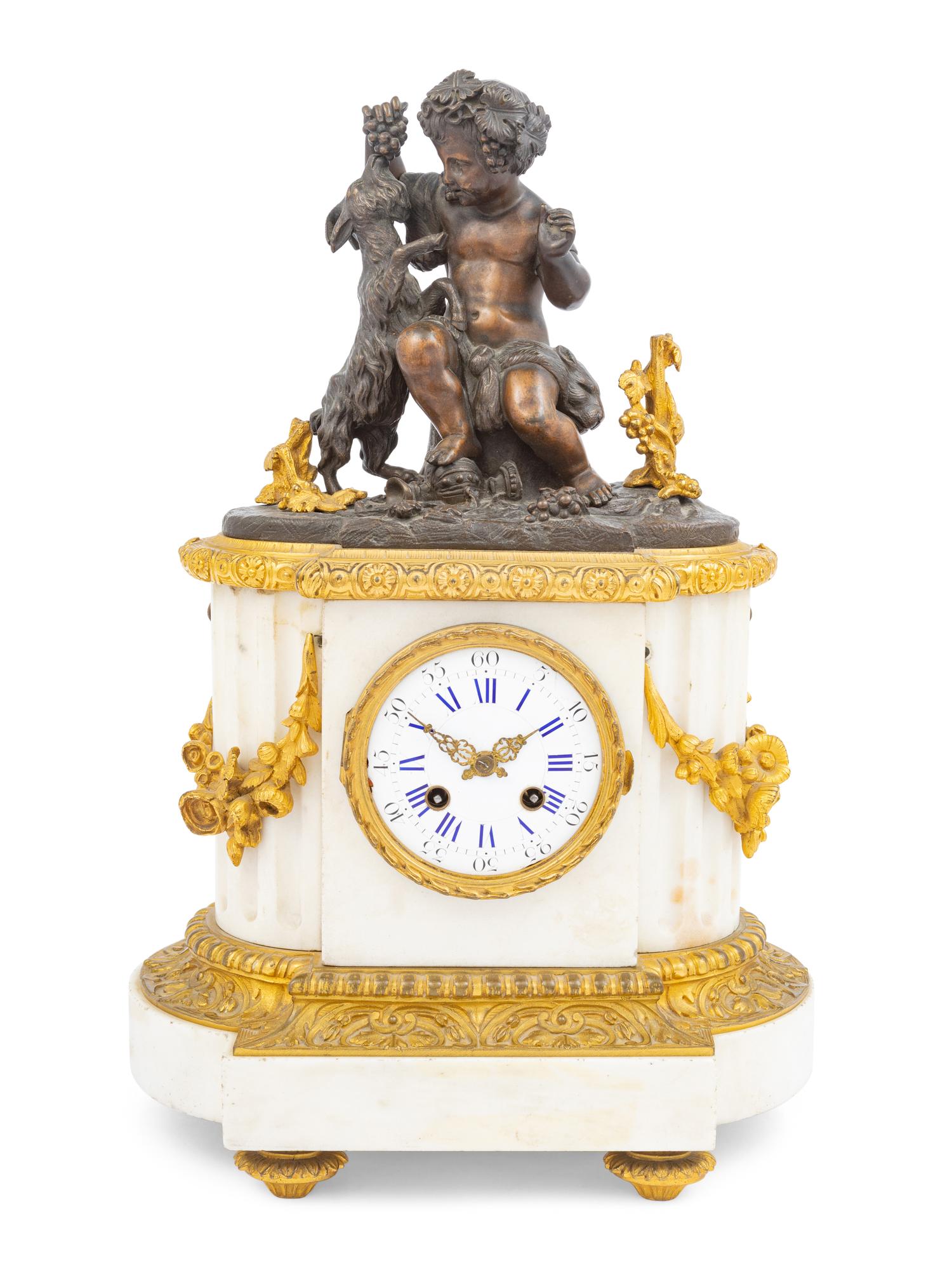 A French Bronze and Marble Clock