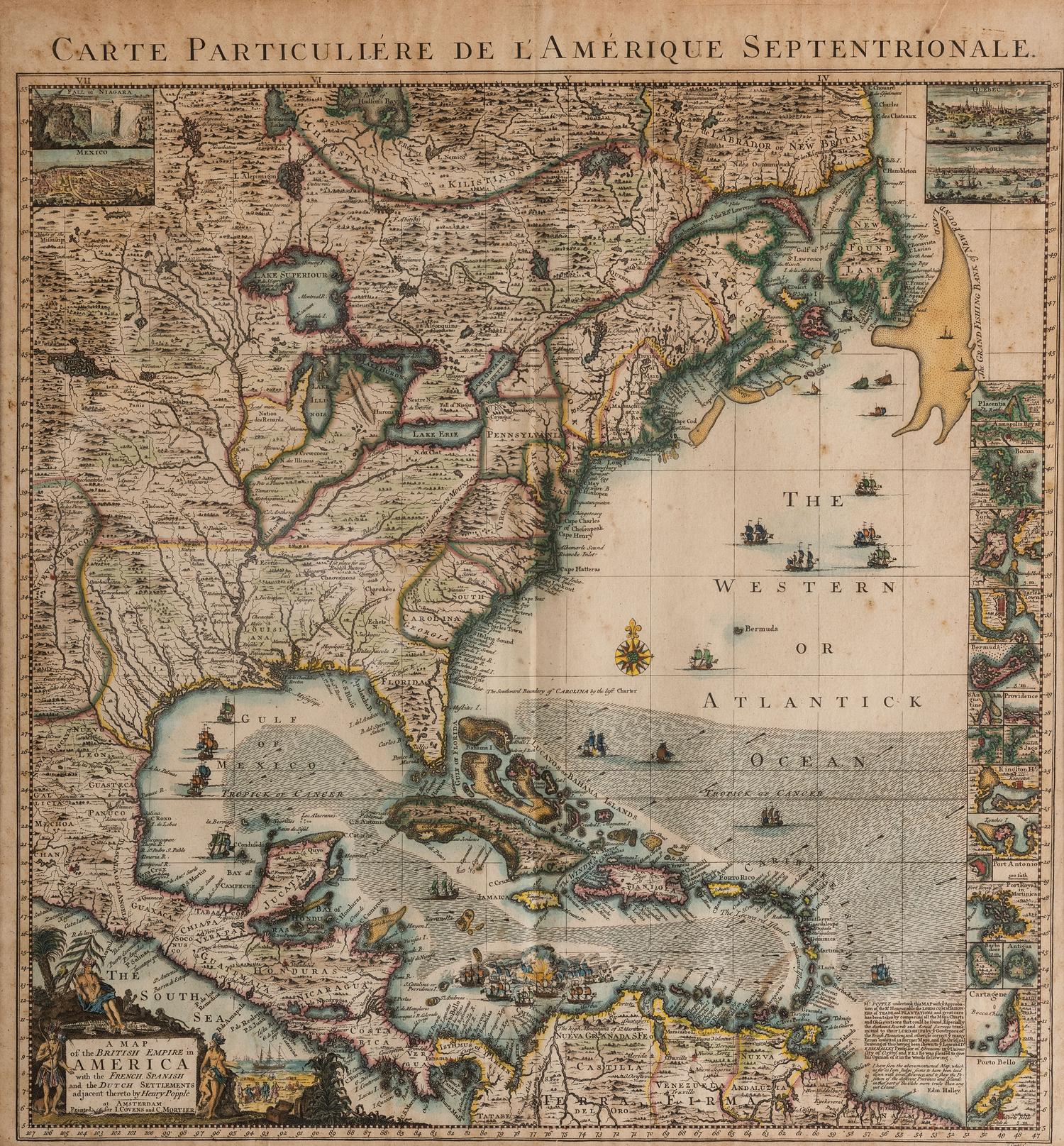 POPPLE, Henry (d.1743). A Map of the British Empire in America with the French and Spanish Settlements adjacent therto. London: Covens and Mortier, ca 1745.