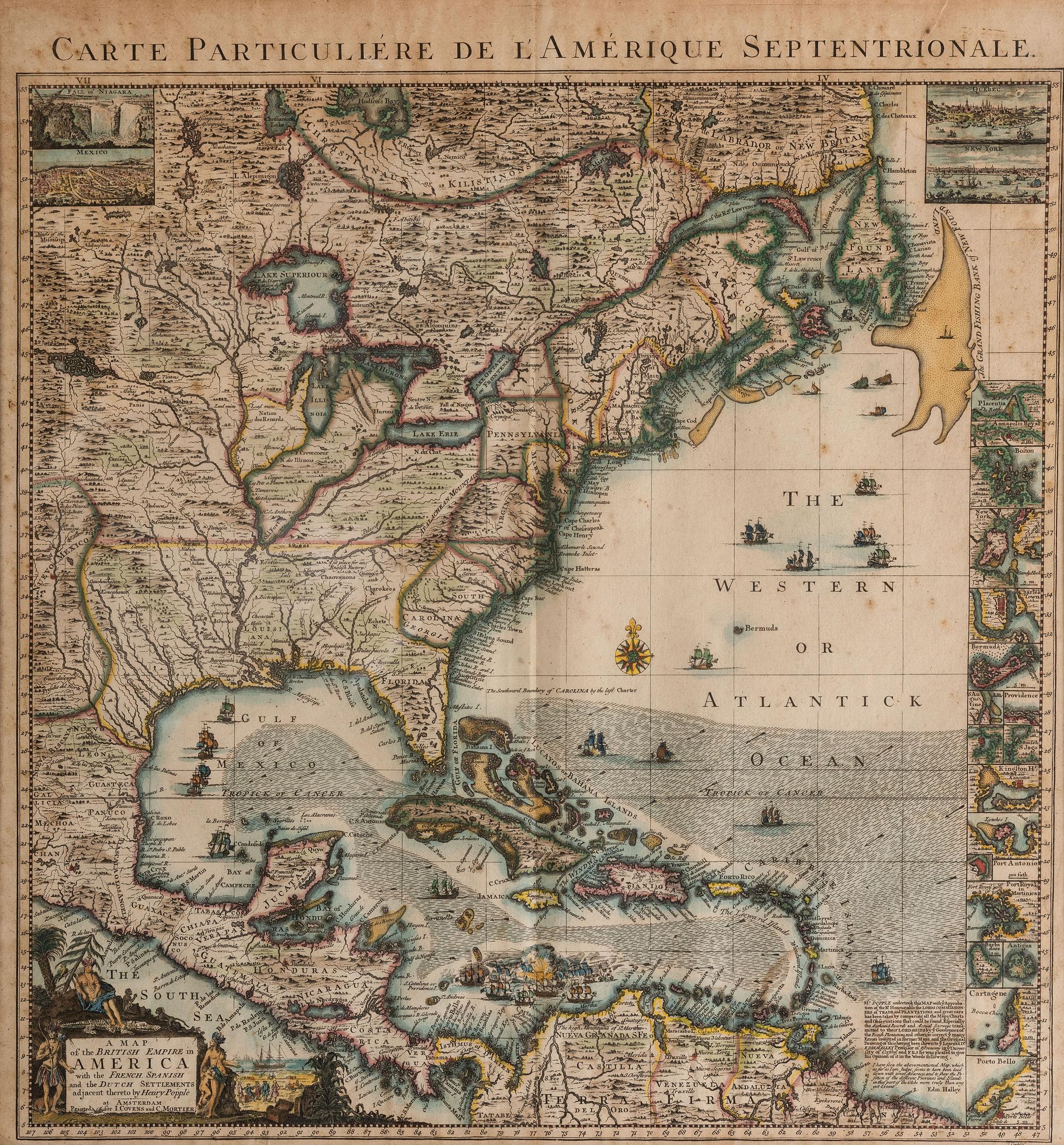 POPPLE, Henry (d.1743). A Map of the British Empire in America with the French and Spanish Settlements adjacent therto. London: Covens and Mortier, ca 1745.